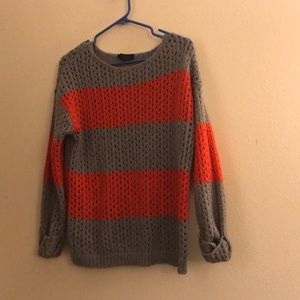 Grey and orange knit sweater